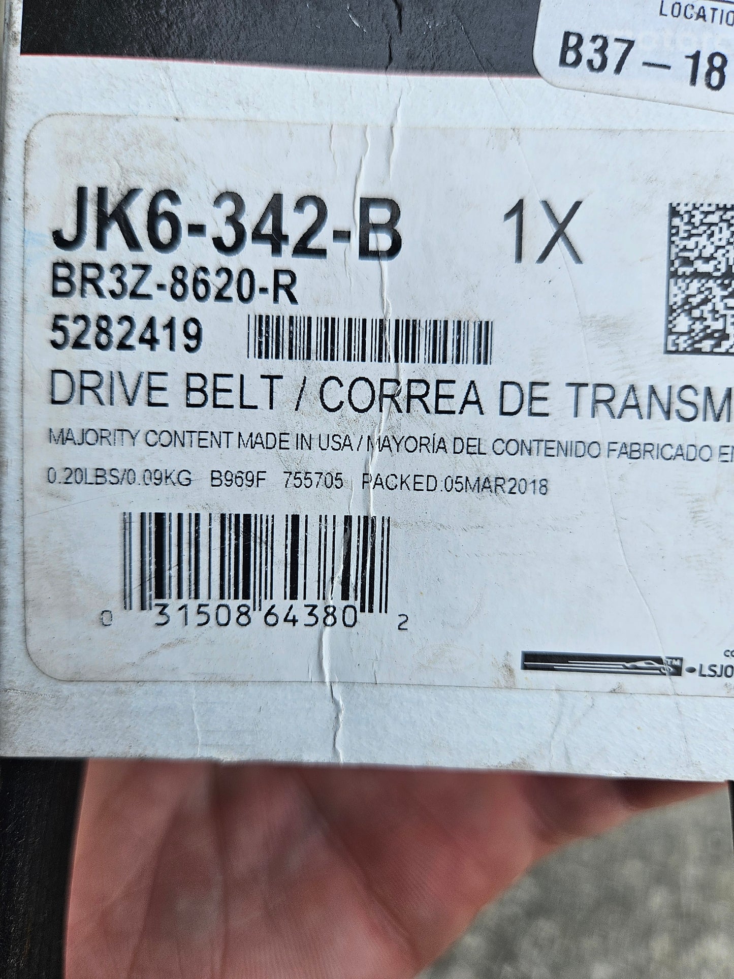 Coyote A/C Compressor Stretch Belt 2011-2024 Mustang GT 5.0L