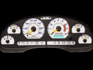 Silver Reverse Glow Gauges (fits 99-04 Mustang V6)