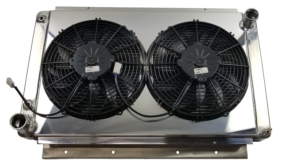 1961-1967 Lincoln Continental Coyote and Godzilla Swap Radiator w/Fans and Shroud in BLACK