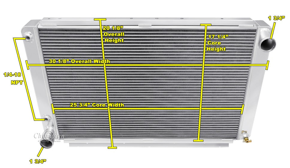 1961-1967 Lincoln Continental Coyote and Godzilla Swap Radiator w/Fans and Shroud in BLACK