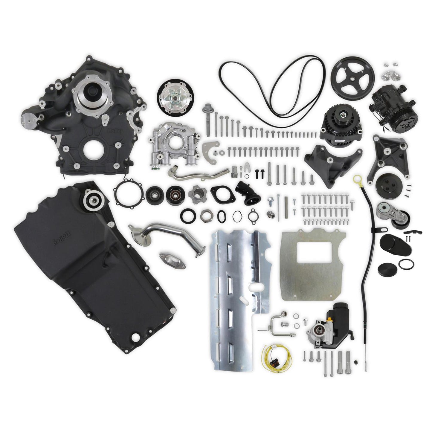 Holley Godzilla Front Accessory Drive - Alt/AC/PS/OIL Pan - BLACK Finish