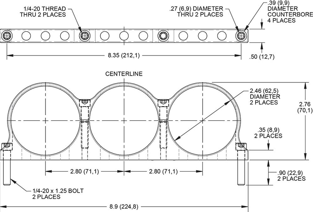 Wilwood Triple Reservoir Bracket Kit Anodized Black 250-16874